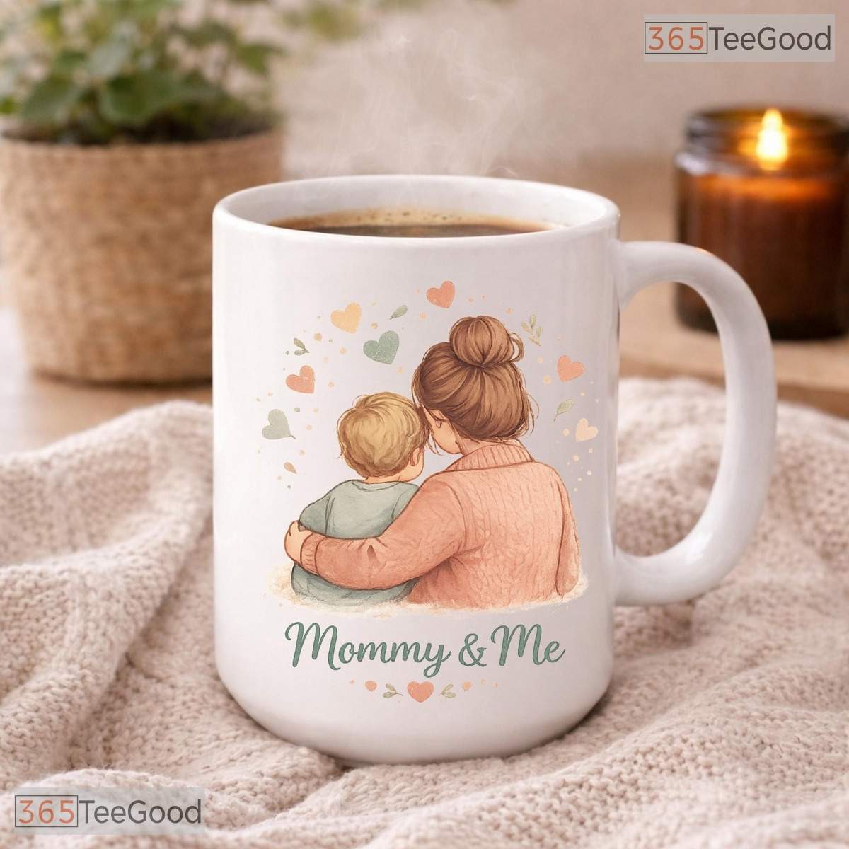 Personalized Mommy And Me Gift From Child Cute Illustration Colorful Ceramic Accent Mug