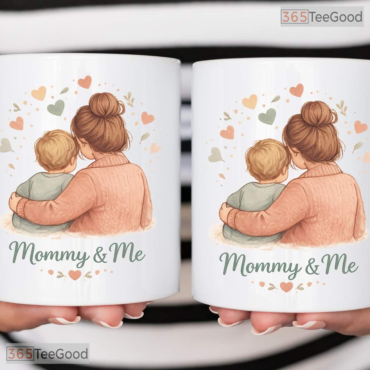 Personalized Mommy And Me Gift From Child Cute Illustration Colorful Ceramic Accent Mug