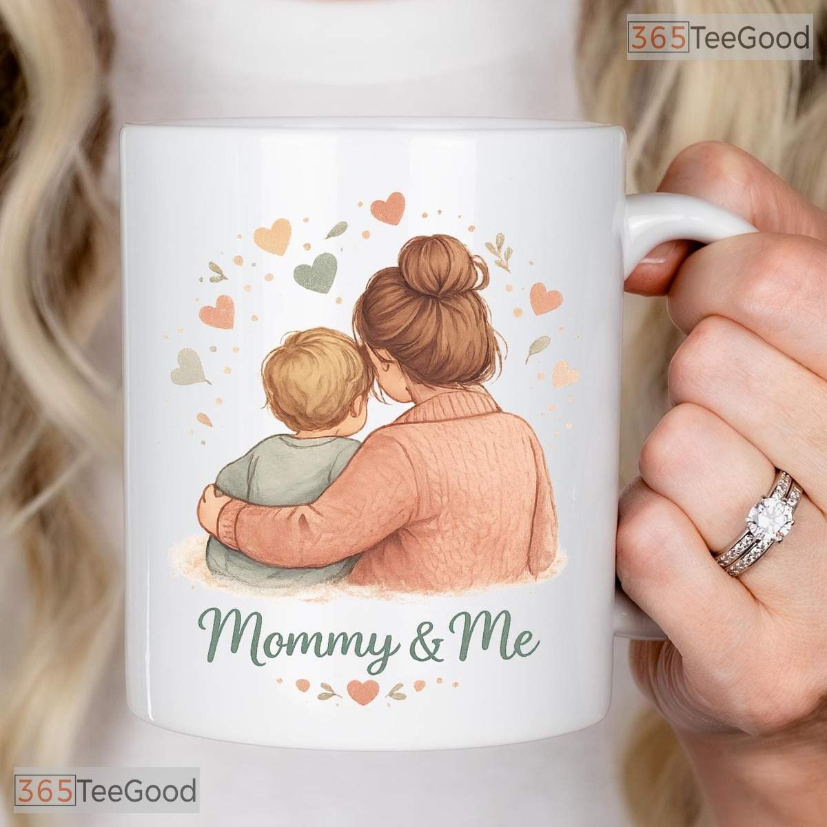 Personalized Mommy And Me Gift From Child Cute Illustration Colorful Ceramic Accent Mug