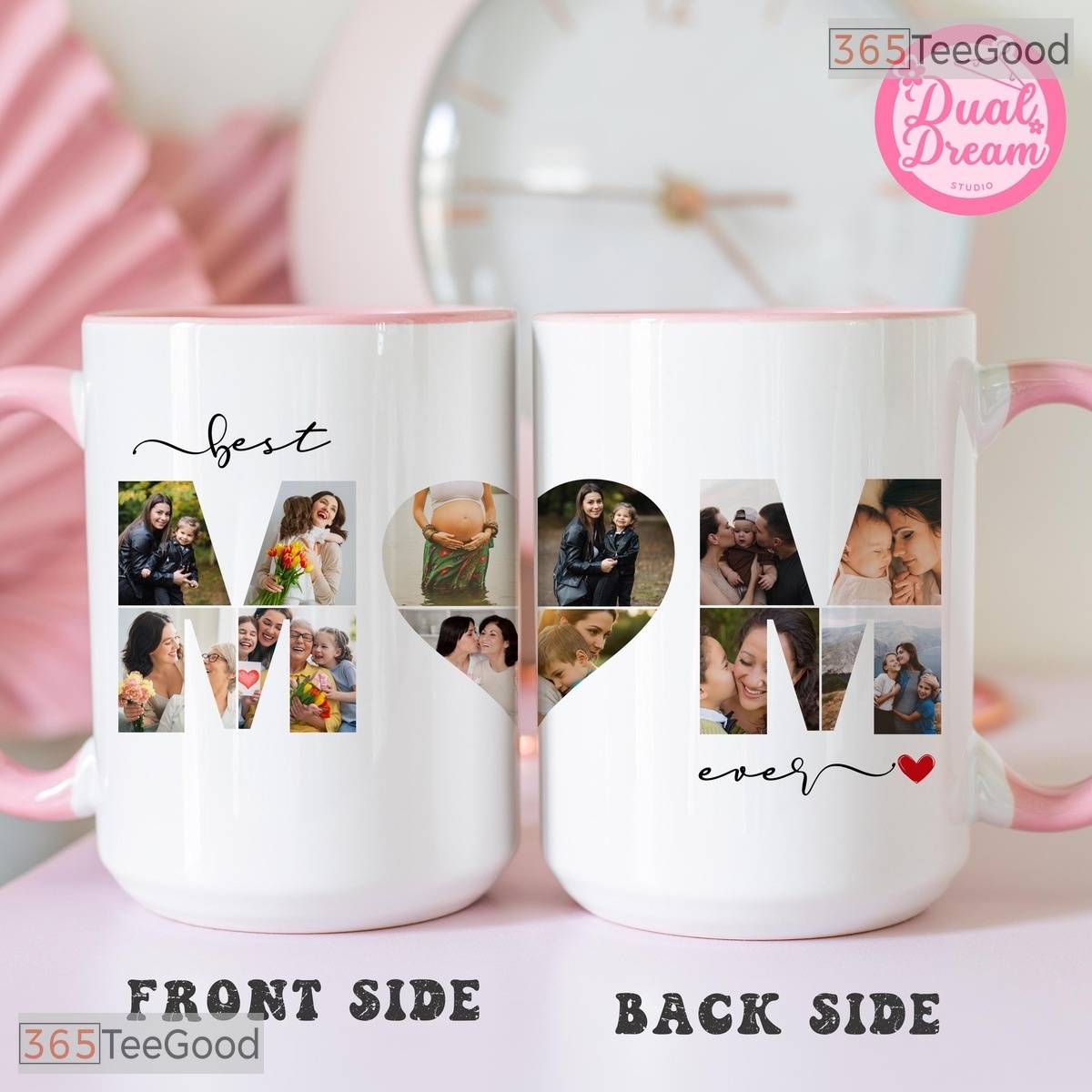 Personalized MOM Photo Collage Mug - Custom Mother’s Day Birthday Gift Ceramic Accent Mug