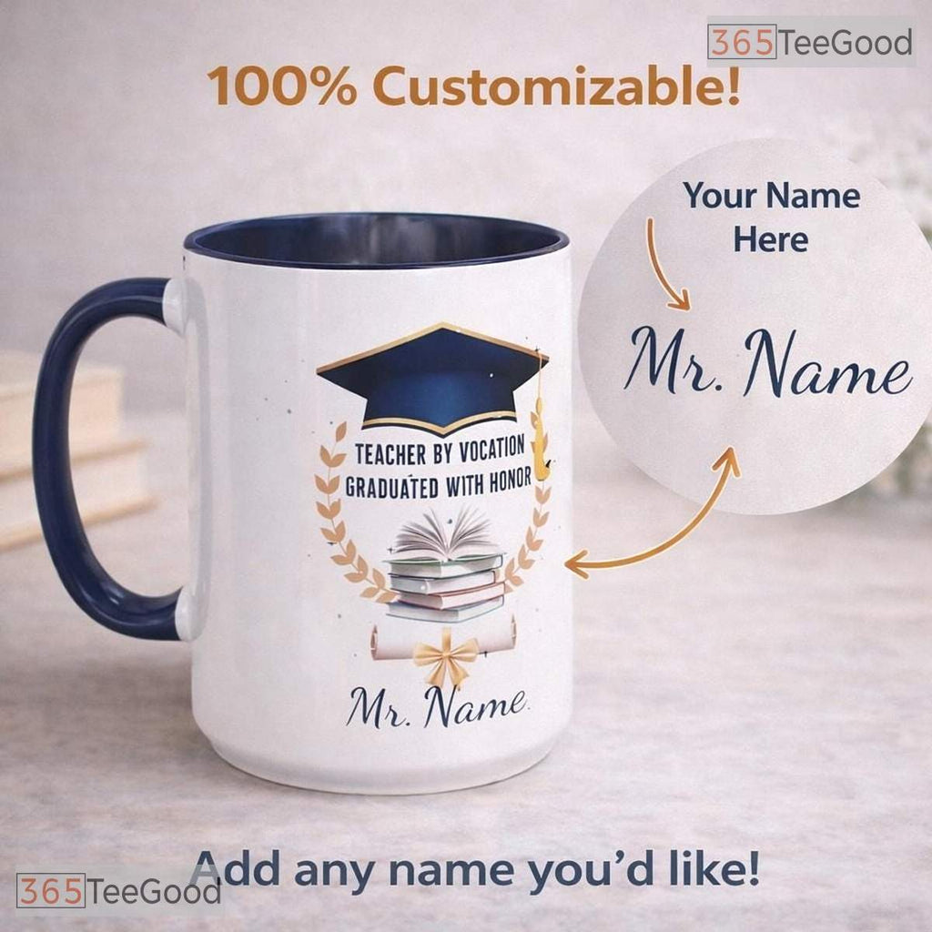 Personalized Teacher Name Appreciation Gift For Educators Two Tone Ceramic Accent Mug