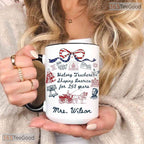 Personalized USA 250th Anniversary Teacher Mug - Patriotic Classroom Ceramic Accent Mug