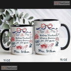 Personalized USA 250th Anniversary Teacher Mug - Patriotic Classroom Ceramic Accent Mug