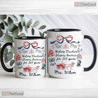 Personalized USA 250th Anniversary Teacher Mug - Patriotic Classroom Ceramic Accent Mug