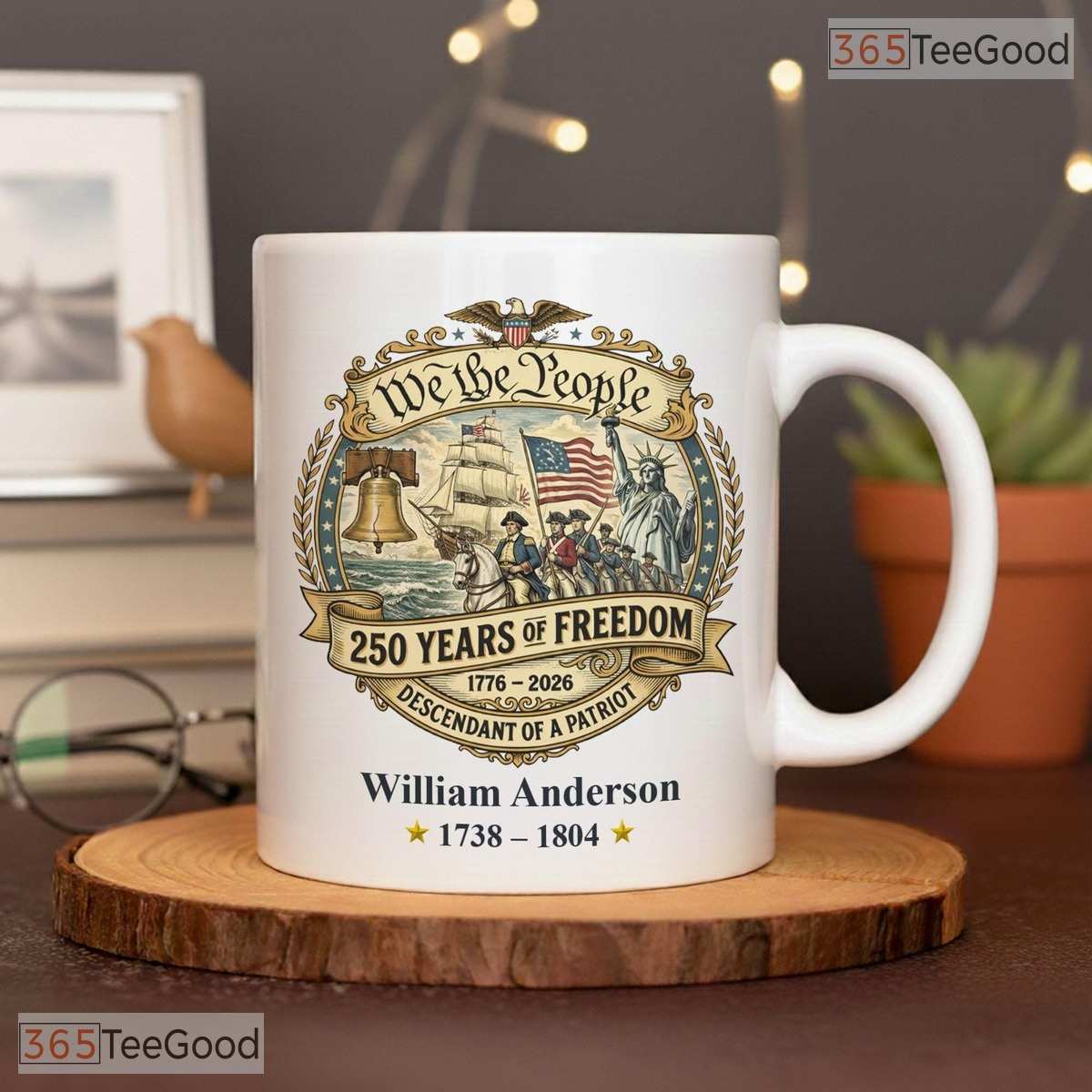 Personalized We The People 250 Years Freedom Mug - Custom Patriot Descendant Accent Mug