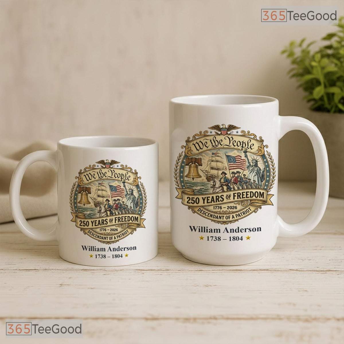 Personalized We The People 250 Years Freedom Mug - Custom Patriot Descendant Accent Mug