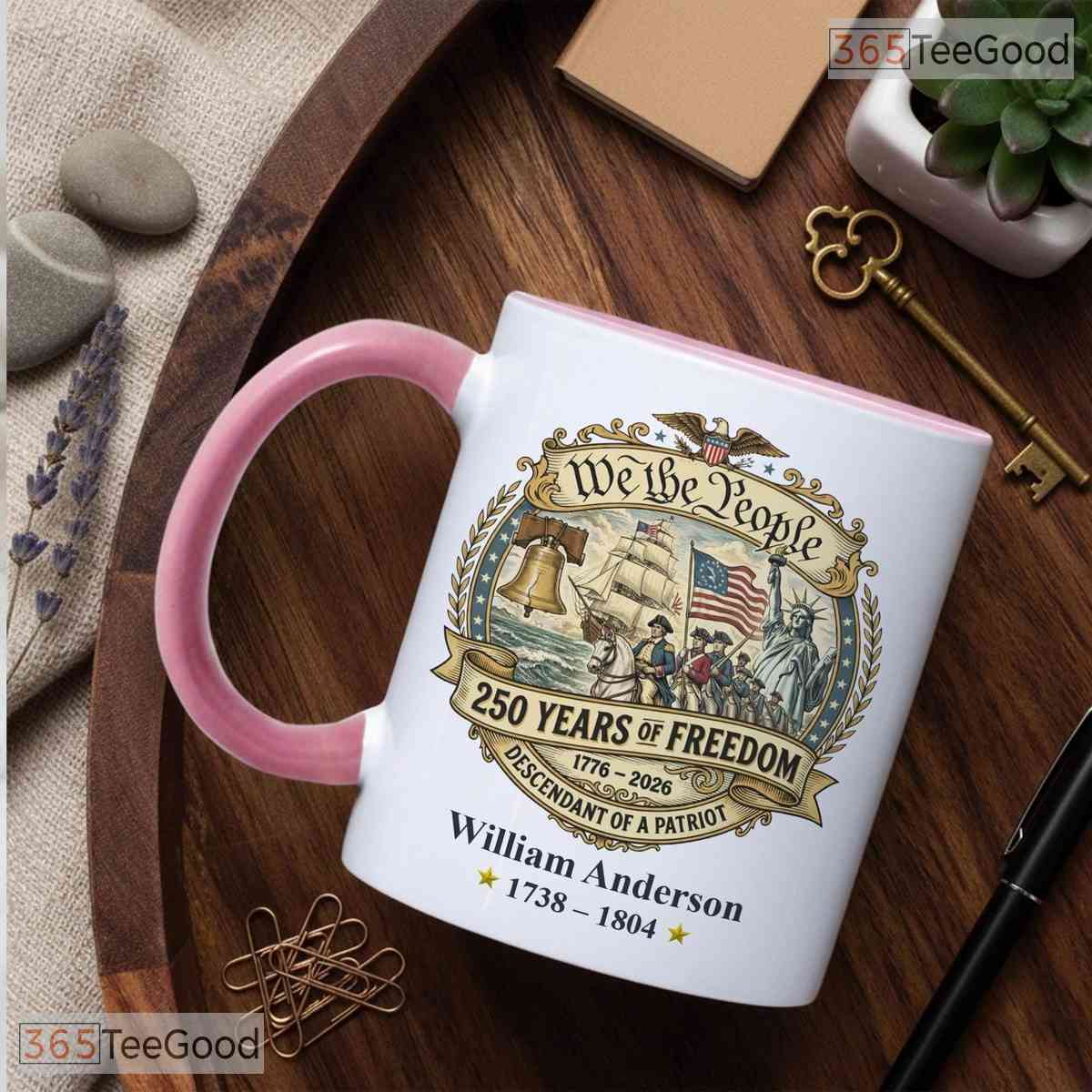 Personalized We The People 250 Years Freedom Mug - Custom Patriot Descendant Accent Mug