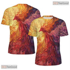 Vibrant Phoenix Graffiti Art 3D Printed Casual Short Sleeve Unisex Tee Shirt Top