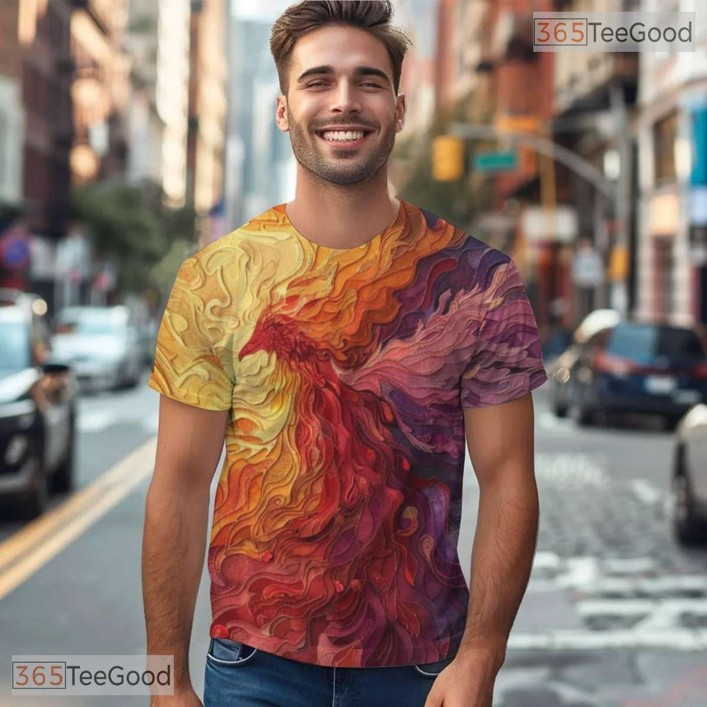 Vibrant Phoenix Graffiti Art 3D Printed Casual Short Sleeve Unisex Tee Shirt Top