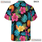 Pineapple Hibiscus Floral Hawaiian Tee- Unisex Tropical Paradise Summer Top