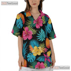 Pineapple Hibiscus Floral Hawaiian Tee- Unisex Tropical Paradise Summer Top