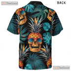 Pineapple Skull Hawaiian Shirt - Men's Tropical Gothic Design Aloha Tee