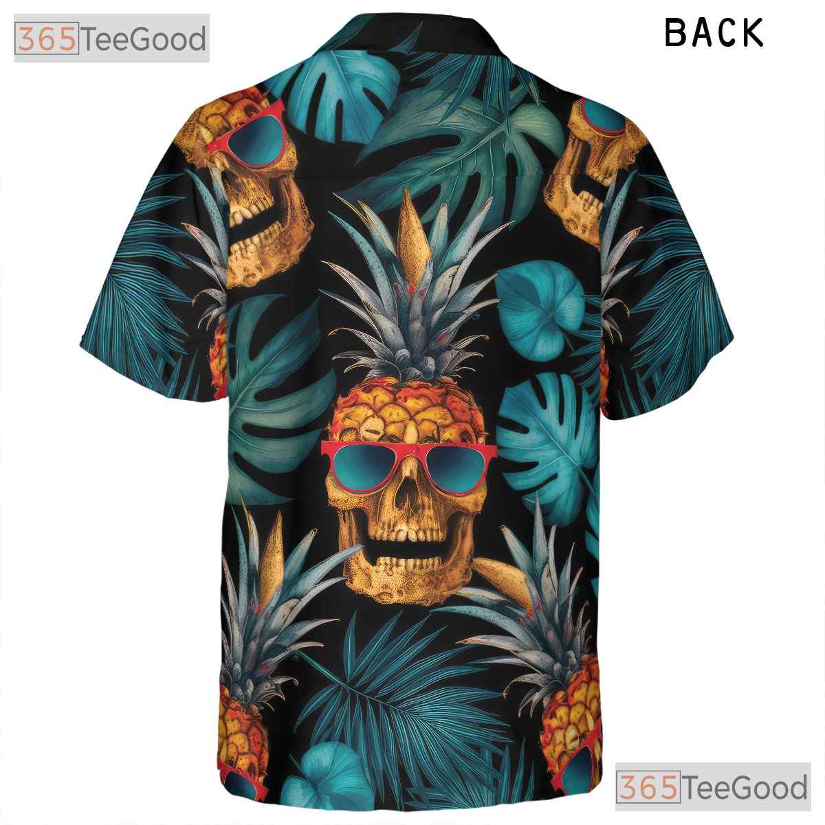 Pineapple Skull Hawaiian Shirt - Men's Tropical Gothic Design Aloha Tee