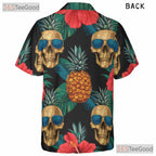 Pineapple Skull Retro Tropical Floral Gothic Aloha Hawaiian Shirt Unisex