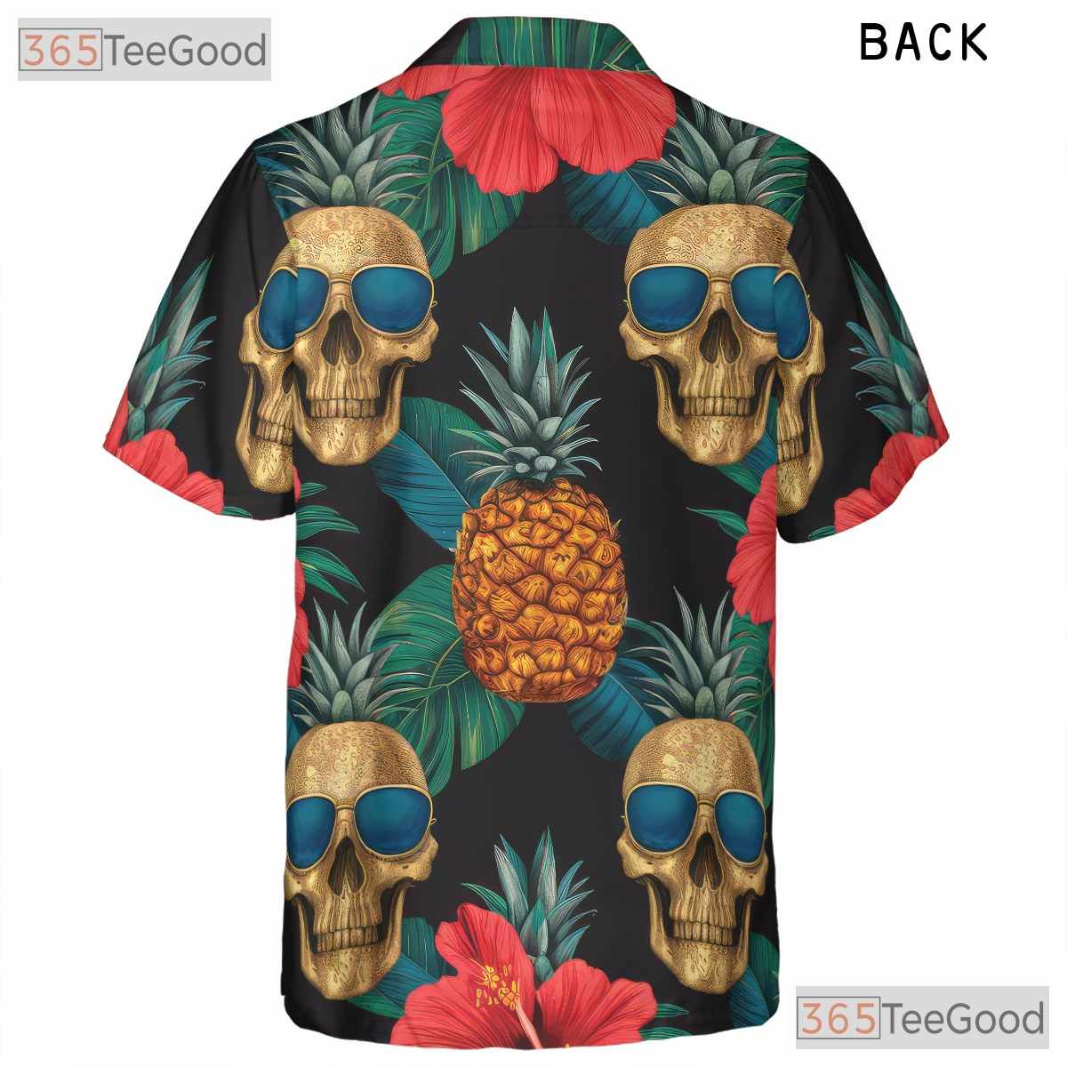 Pineapple Skull Retro Tropical Floral Gothic Aloha Hawaiian Shirt Unisex
