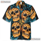 Pineapple Skull Tropical Gothic Hawaiian Shirt Men Women Summer Beachwear