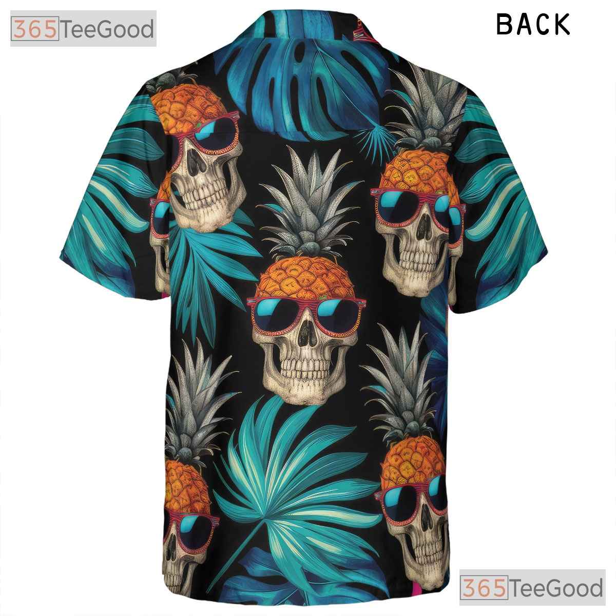 Pineapple Skull Tropical Hawaiian Tee - Adult Gothic Beach Party Shirt