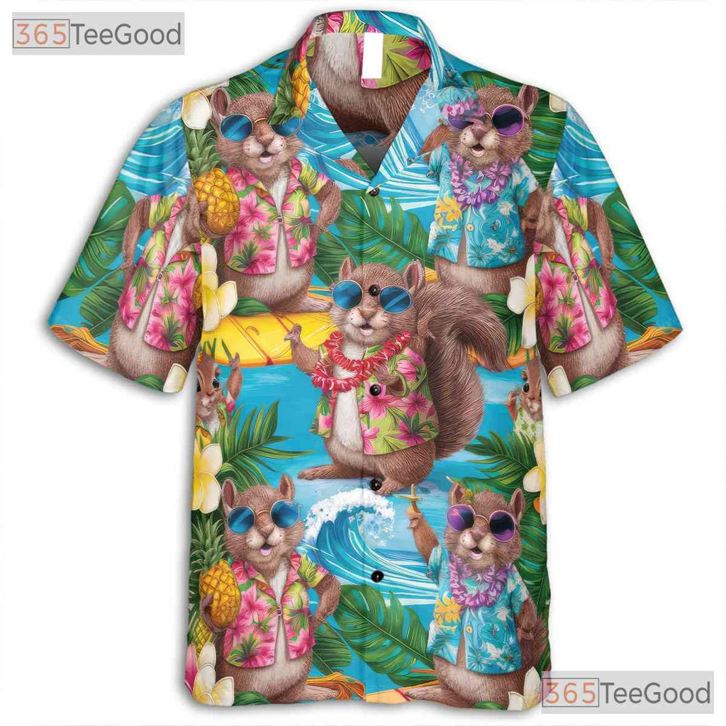 Pineapple Squirrel Fun Aloha Hawaiian Shirt Men Women Vacation Party Top