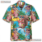 Pineapple Squirrel Fun Aloha Hawaiian Shirt Men Women Vacation Party Top