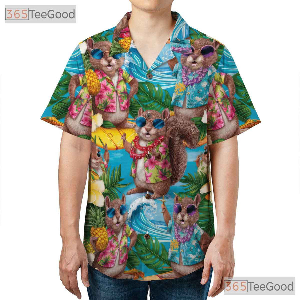 Pineapple Squirrel Fun Aloha Hawaiian Shirt Men Women Vacation Party Top