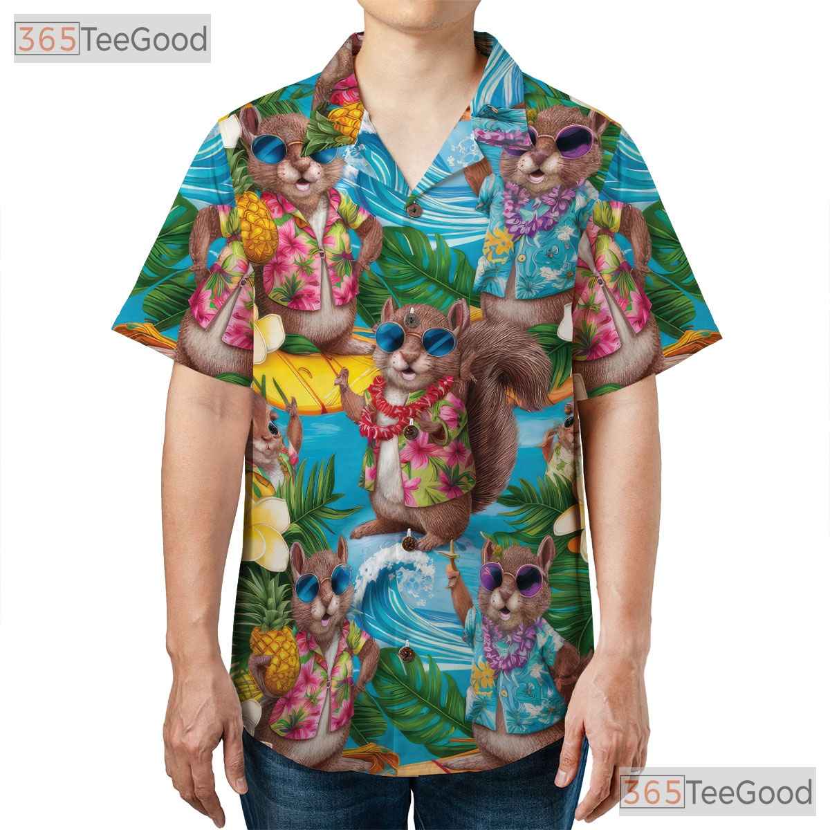 Pineapple Squirrel Fun Aloha Hawaiian Shirt Men Women Vacation Party Top