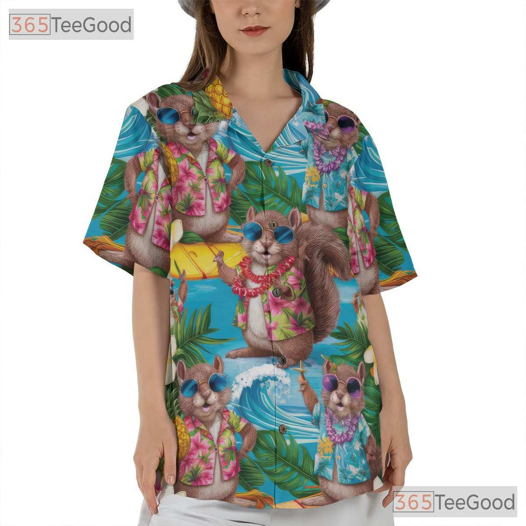 Pineapple Squirrel Fun Aloha Hawaiian Shirt Men Women Vacation Party Top