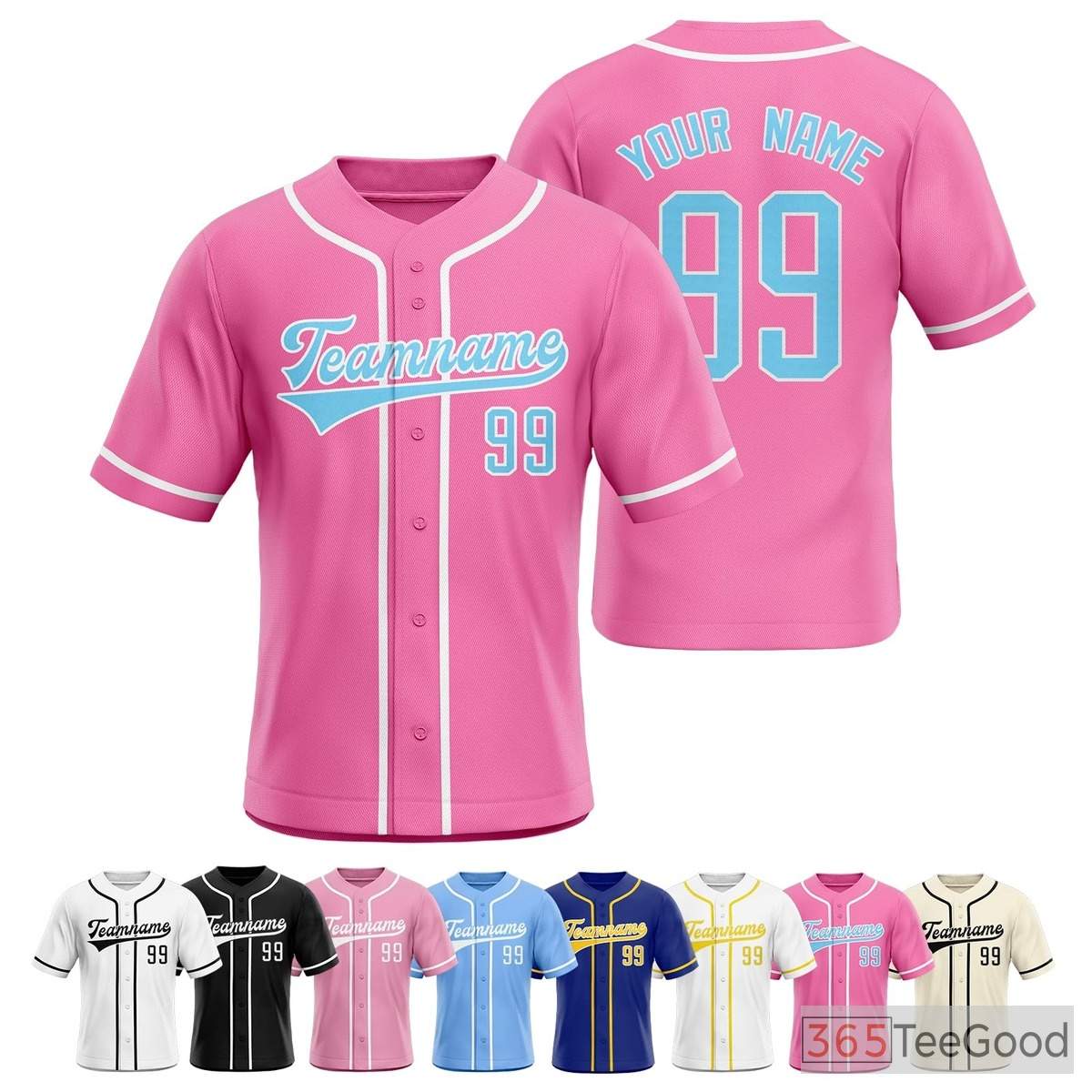 Pink Baseball Jersey Tee for Men & Women - Ideal for Team & Casual Wear
