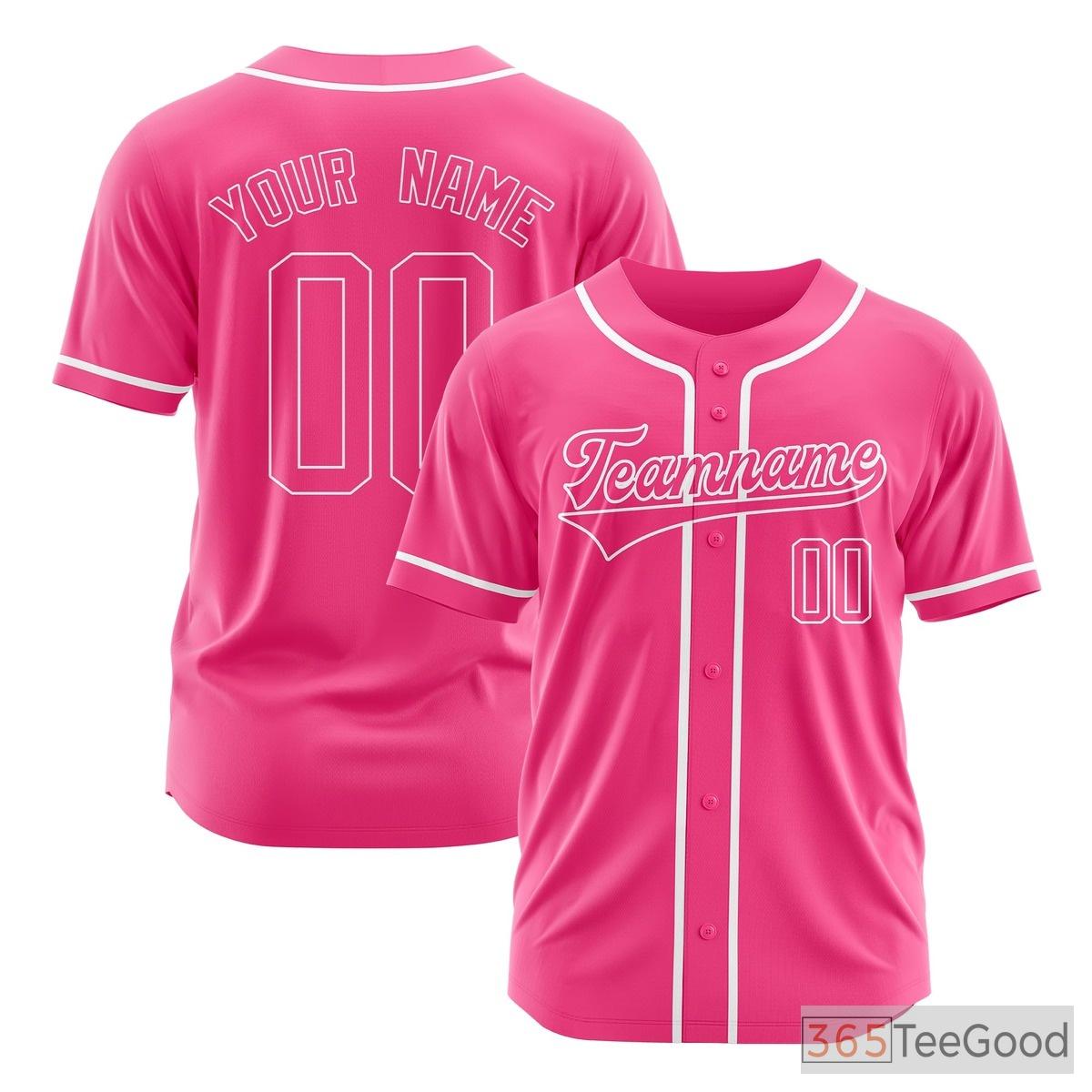 Pink Baseball Jersey Tee for Men & Women - Personalize Your Player & Team Details