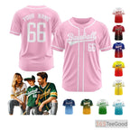 Pink Baseball Jersey Tee for Men & Women - Personalize with Your Team Name & Number