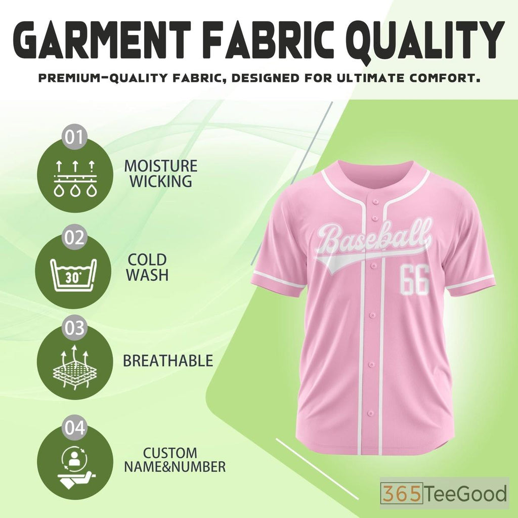 Pink Baseball Jersey Tee for Men & Women - Personalize with Your Team Name & Number