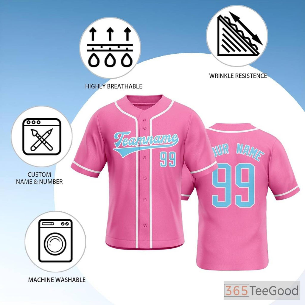 Pink Baseball Jersey Tee for Men & Women - Ideal for Team & Casual Wear