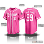 Pink Baseball Jersey Tee for Men & Women - Customized Player Name & Number