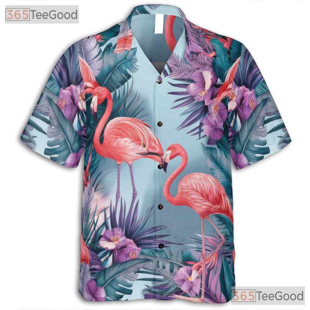 Pink Flamingo Tropical Beach Aloha Summer Party Hawaiian Tee Unisex Outfit