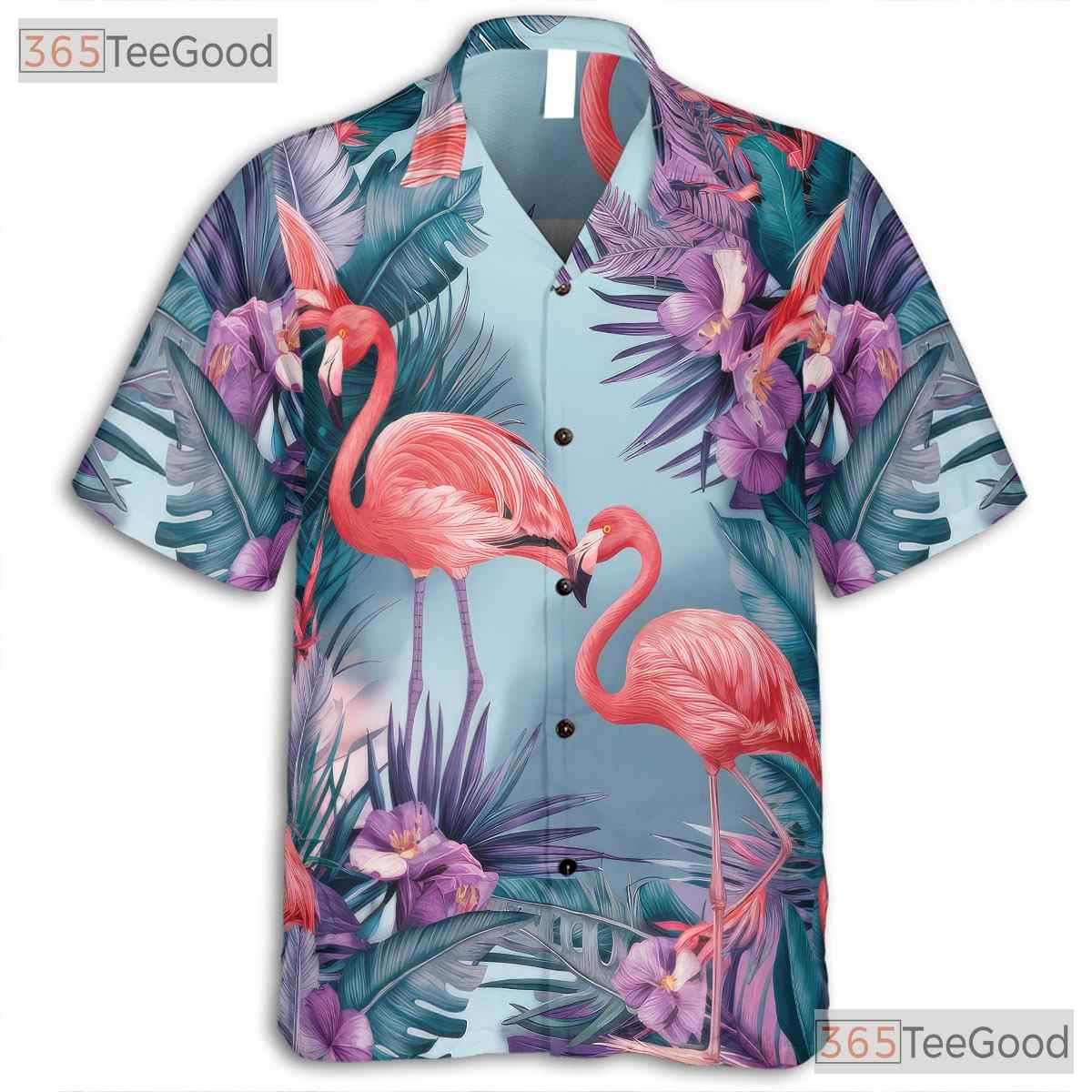 Pink Flamingo Tropical Beach Aloha Summer Party Hawaiian Tee Unisex Outfit