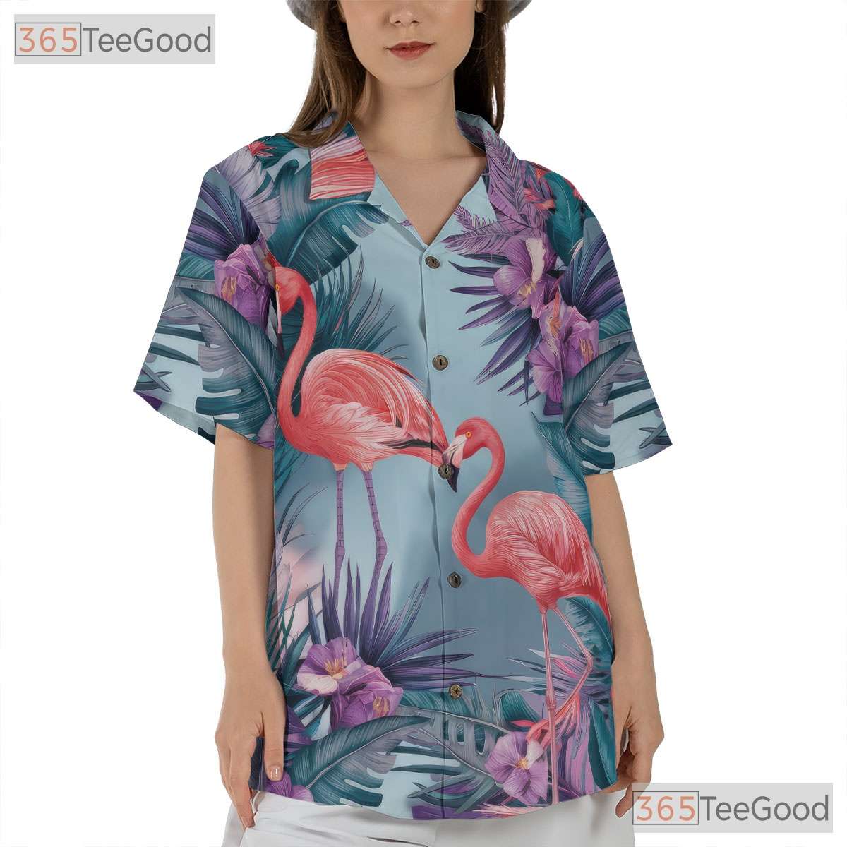 Pink Flamingo Tropical Beach Aloha Summer Party Hawaiian Tee Unisex Outfit