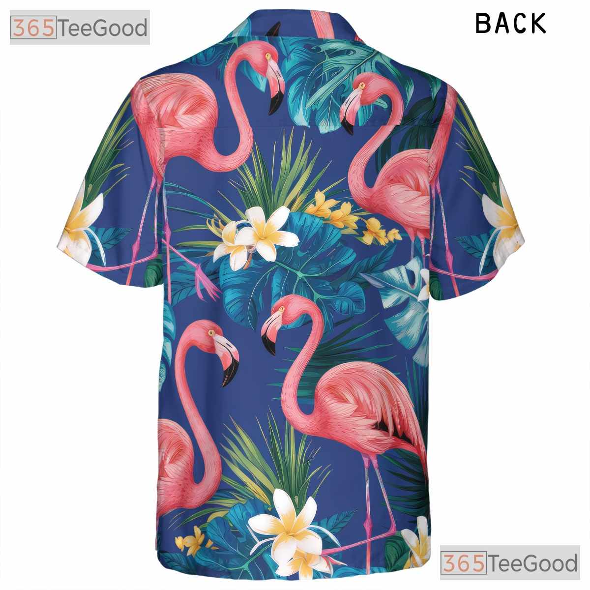 Pink Flamingo Tropical Blue Beach Hawaiian Shirt Unisex Summer Aloha Top Tee