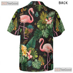 Pink Flamingo Tropical Leaves Flowers Hawaiian Shirt Unisex Aloha Beach Top