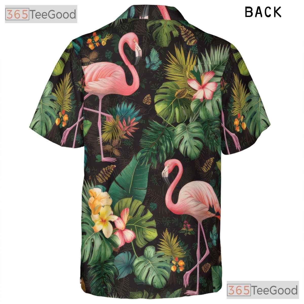 Pink Flamingo Tropical Leaves Flowers Hawaiian Shirt Unisex Aloha Beach Top