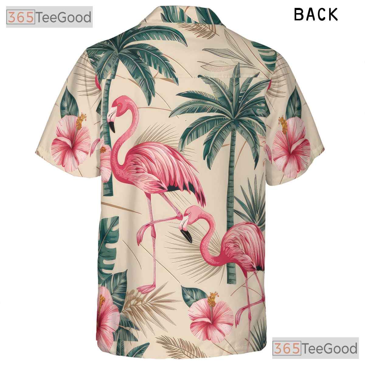 Pink Flamingo Tropical Palm Leaves Print Hawaiian Tee Unisex Summer Outfit