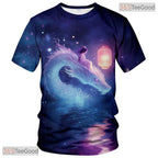 Pink Mythical Dragon Funny Graphic Novelty 3D Printed Casual Unisex Tee Shirt Top