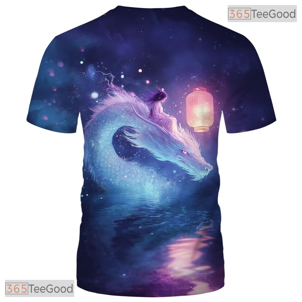 Pink Mythical Dragon Funny Graphic Novelty 3D Printed Casual Unisex Tee Shirt Top