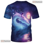 Pink Mythical Dragon Funny Graphic Novelty 3D Printed Casual Unisex Tee Shirt Top