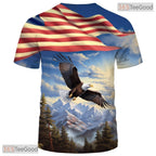 Pink USA Bald Eagle American Flag Style 3D Graphic Printed Casual Unisex T-Shirt