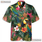 Pink Paradise Tropical Parrots Floral Hawaiian Shirt Unisex Summer Beach Top