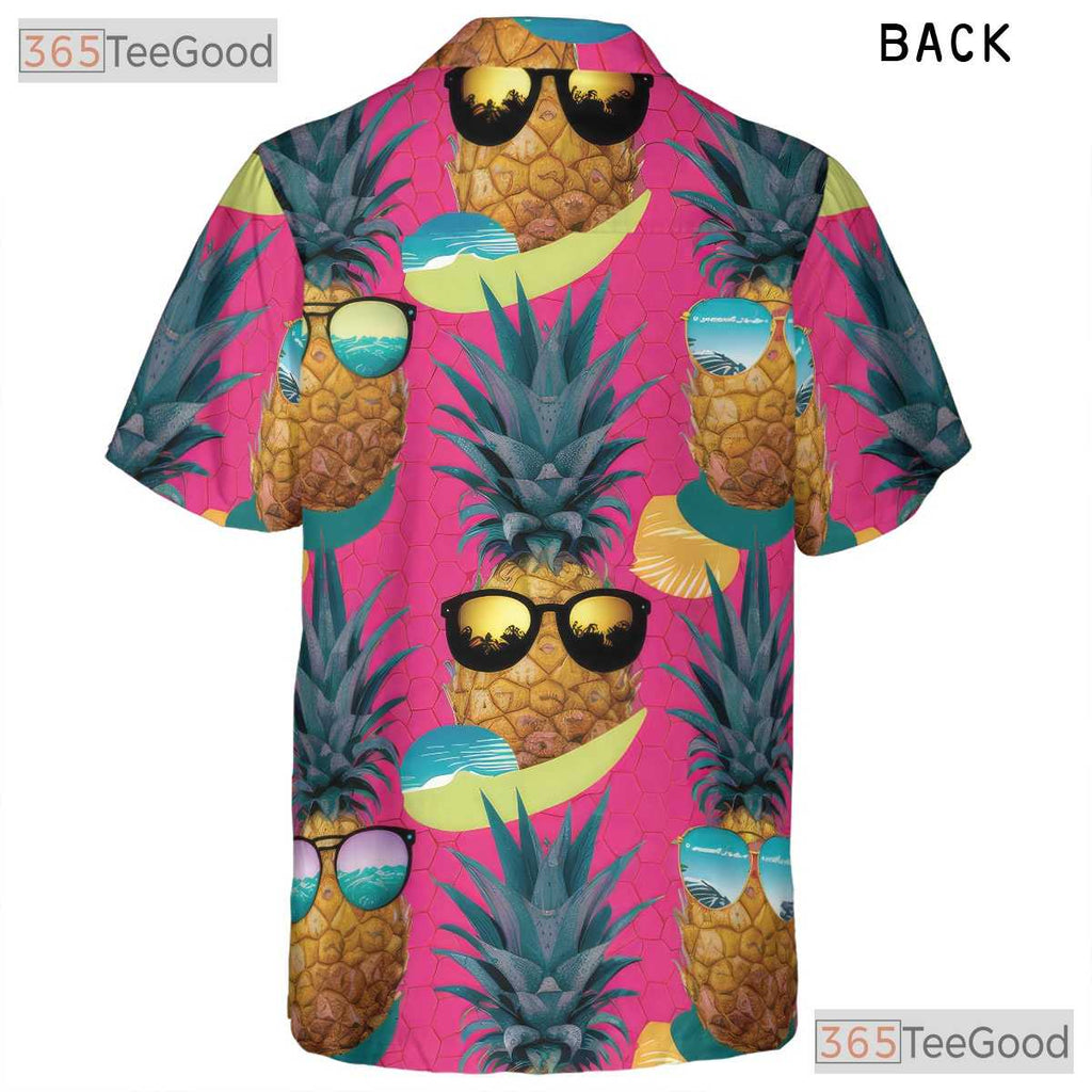 Pink Tropical Pineapple Beach Party Aloha Vibe Hawaiian Shirt Unisex Outfit Top
