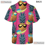 Pink Tropical Pineapple Beach Party Aloha Vibe Hawaiian Shirt Unisex Outfit Top