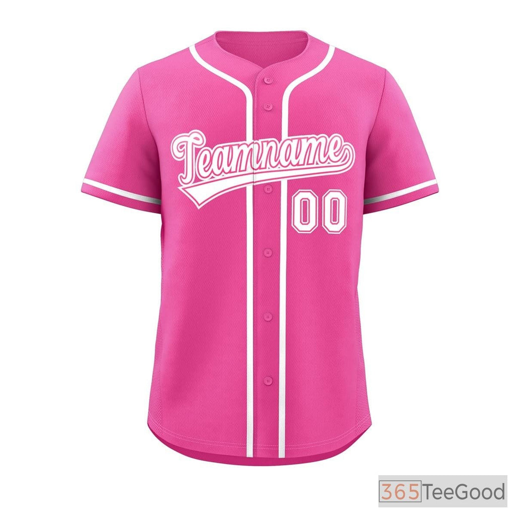 Pink & White Custom Baseball Jersey Tee Personalized Unisex Stitched Team Uniforms