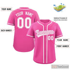 Pink & White Custom Baseball Jersey Tee Personalized Unisex Stitched Team Uniforms