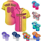 Pink & Yellow Custom Baseball Jersey Button Down Personalized Unisex Team Sports Tee