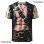 Shredded Pirate Abdominal Muscle Costume Novelty 3D Printed Casual Unisex T-Shirt Top